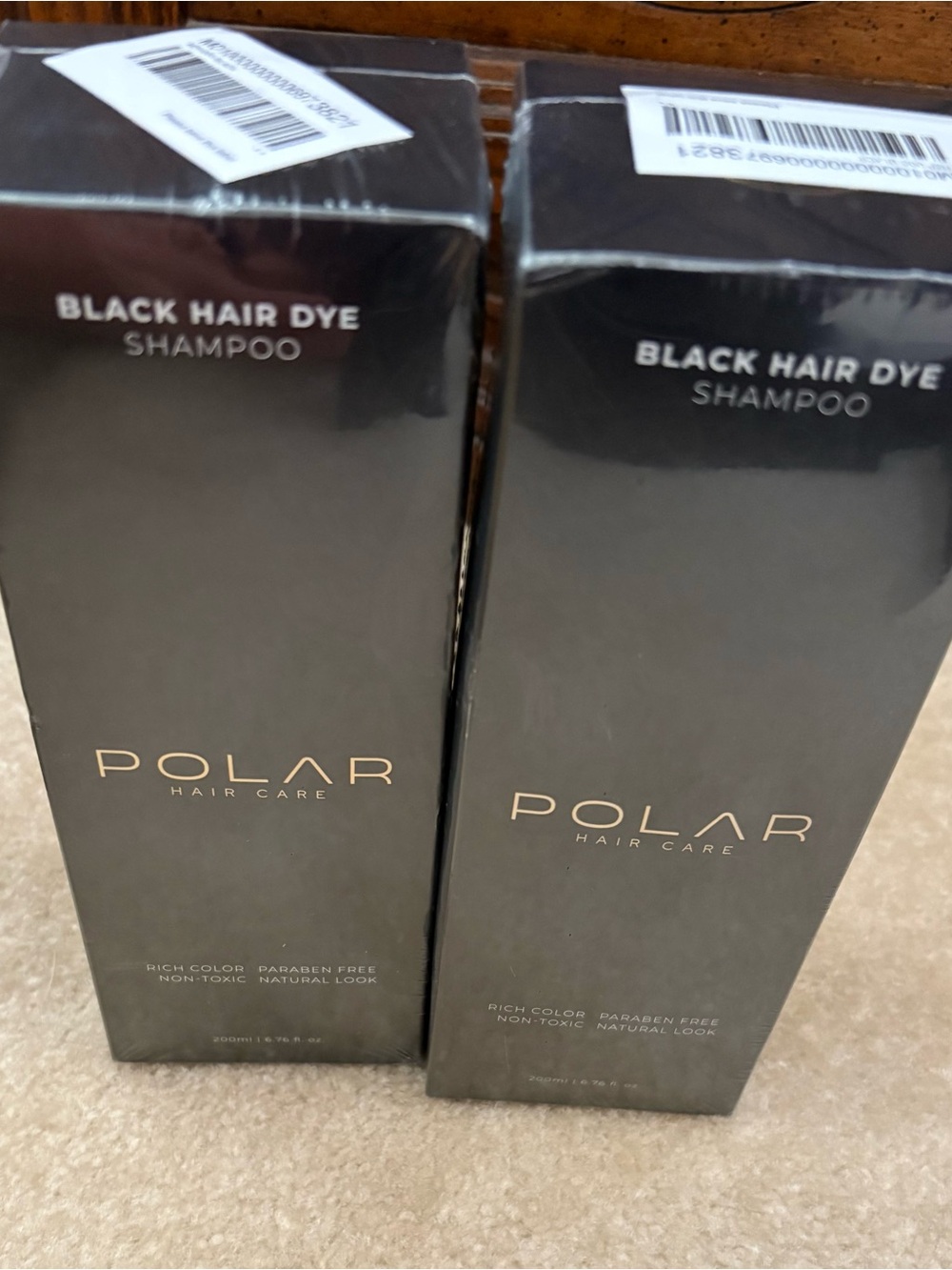 Lot of 2 NIB POLAR Hair Care Black Hair Dye Shampoo
